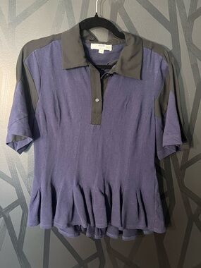 Navy and Black Short Sleeve Polo Top